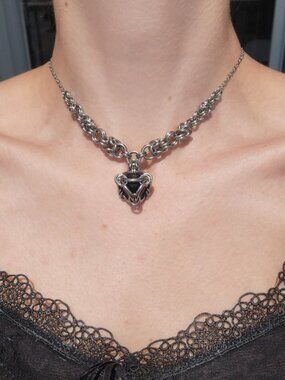 Gothic chunky silver and black choker necklace